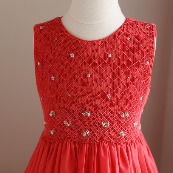 New Smocked Dress Luli & Me Size 8 Embroidery Spring Portrait Sleeveless NWOT - Picture 2 of 5